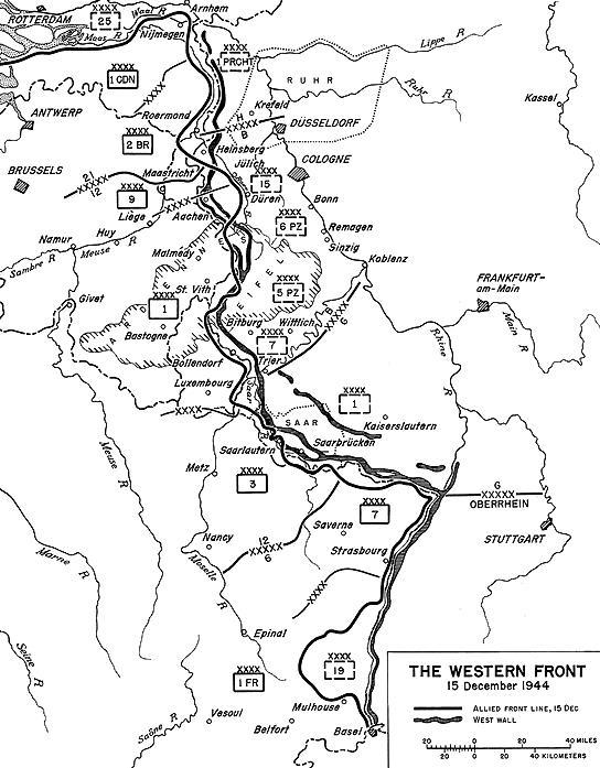 Situación en el frente occidental el 15 de diciembre de 1944