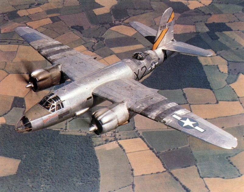 Un B-26B del Escuadrón Nº 598 de Bombardeo, fotografiado durante la Invasión de Normandía