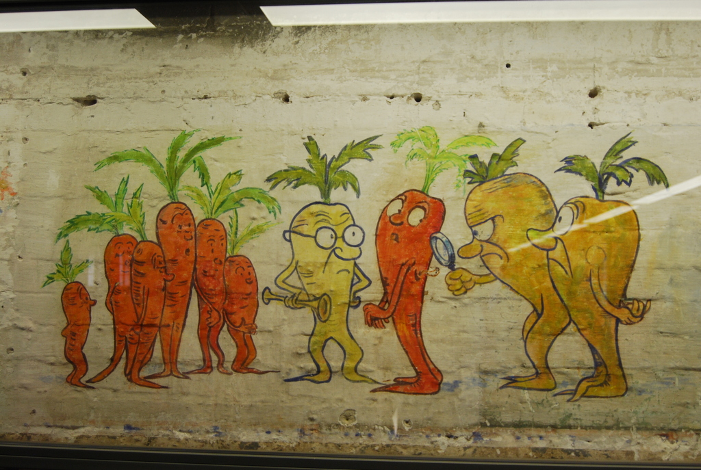 Dibujo realizado por los presos en la pared de la Cocina