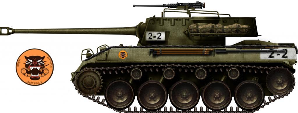 Dibujo de un Hellcat del 805 Batallón de Destructores de Tanques en Italia, 1944