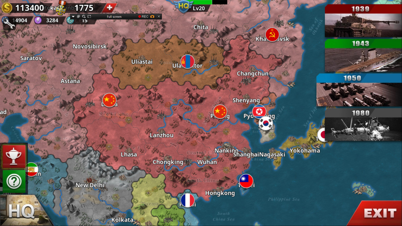 best country to start as in the 1950 war in world conqueror 4