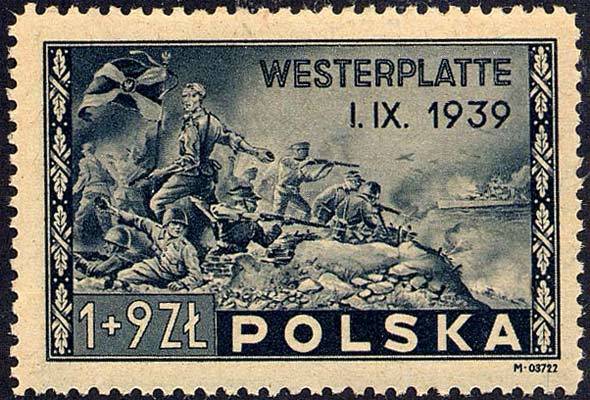 Sello polaco conmemorativo de la Batalla de Westerplatte