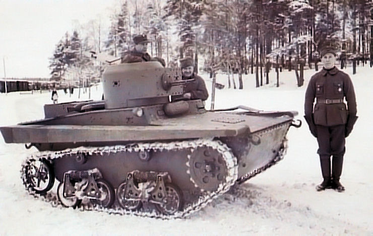 Un T-37 capturado por las fuerzas finlandesas durante la Guerra de Invierno