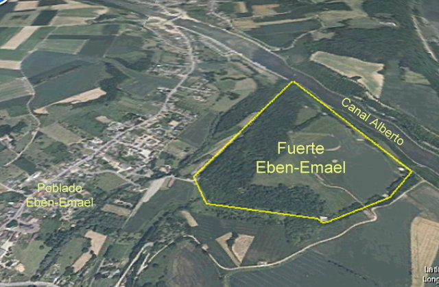 Vista aérea del Fuerte Eben-Emael