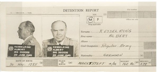 Ficha de detención de Albert Kesselring
