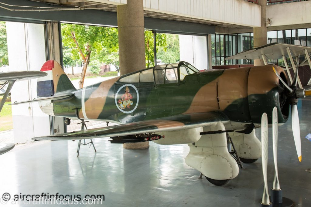 Curtiss P-36N Hawk Nº de Serie 12763 está en exhibición en el Royal Thai Air Force Museum en Bangkok, Tailandia