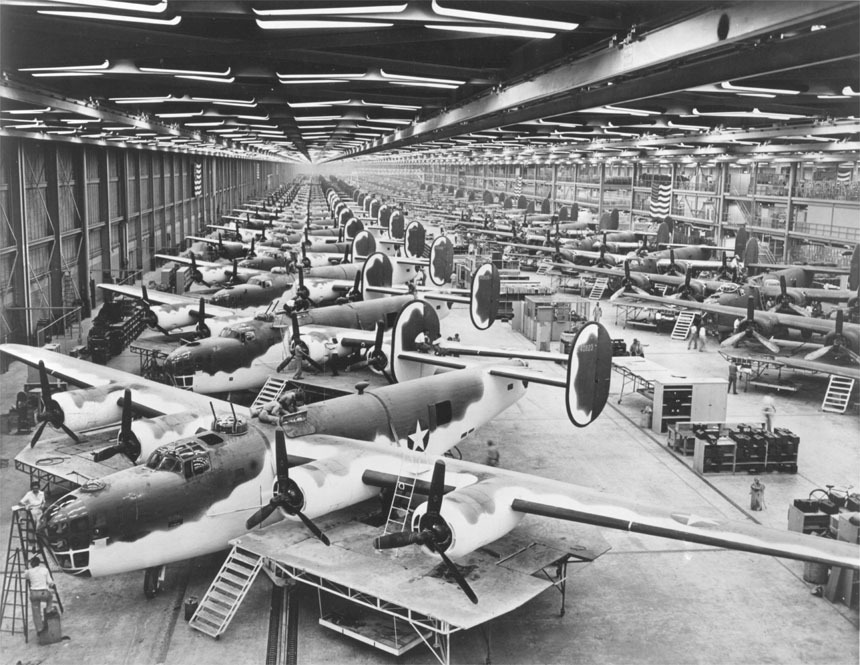 Cadena de Montaje del B-24 en ka Factoría Ford de Willow Run