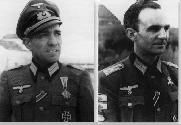 Dos leyendas de la división Azul. A la derecha, el mayor Miguel Román Garrido. A la izquierda, el capitán Urbano Gómez García