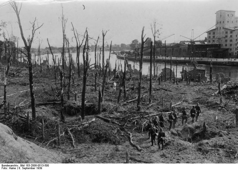 Fotografía de una parte del arbolado de Westerplatte tomada un día después de la rendición