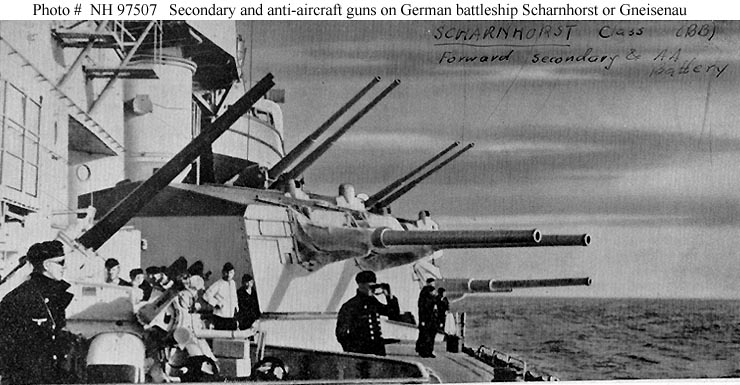 Artillería secundaria y antiaérea del Scharnhorst o del Gneisenau