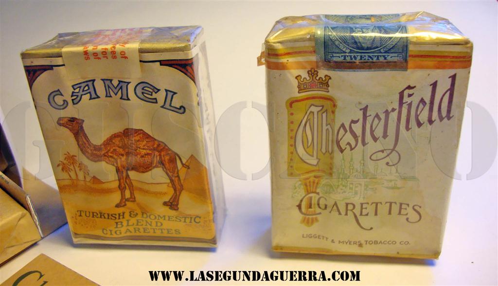 Paquete de Camel y Chesterfield original de la 2GM