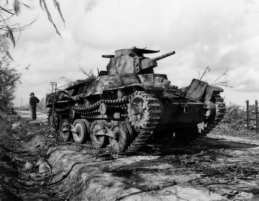 Tipo 95 Ha-Go del 9º Regimiento destruido en la isla de Tinian, 1944
