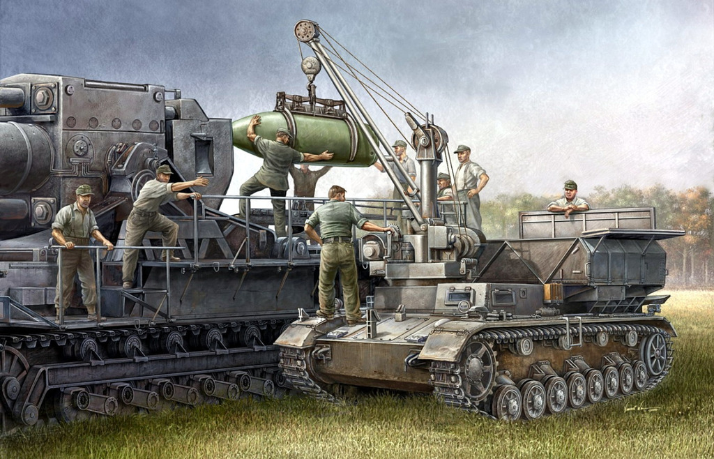 Un Munitionpanzer IV Ausf F trasladando un Proyectil de 60 cm