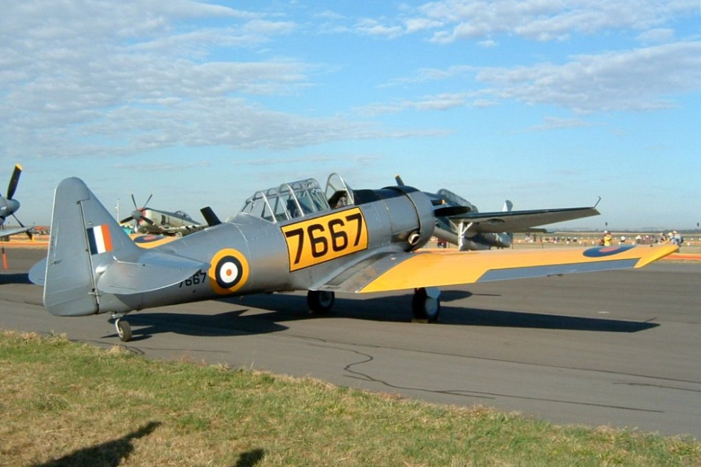 SNJ-4 Texan con las insignias de la Fuerza Aérea Sudafricana